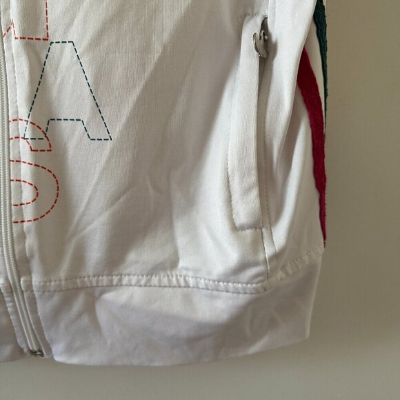 Adidas Collab White Zip-Up Hooded Vest Colorful 3 Stripes Women's Size XL Sporty - Picture 8 of 16